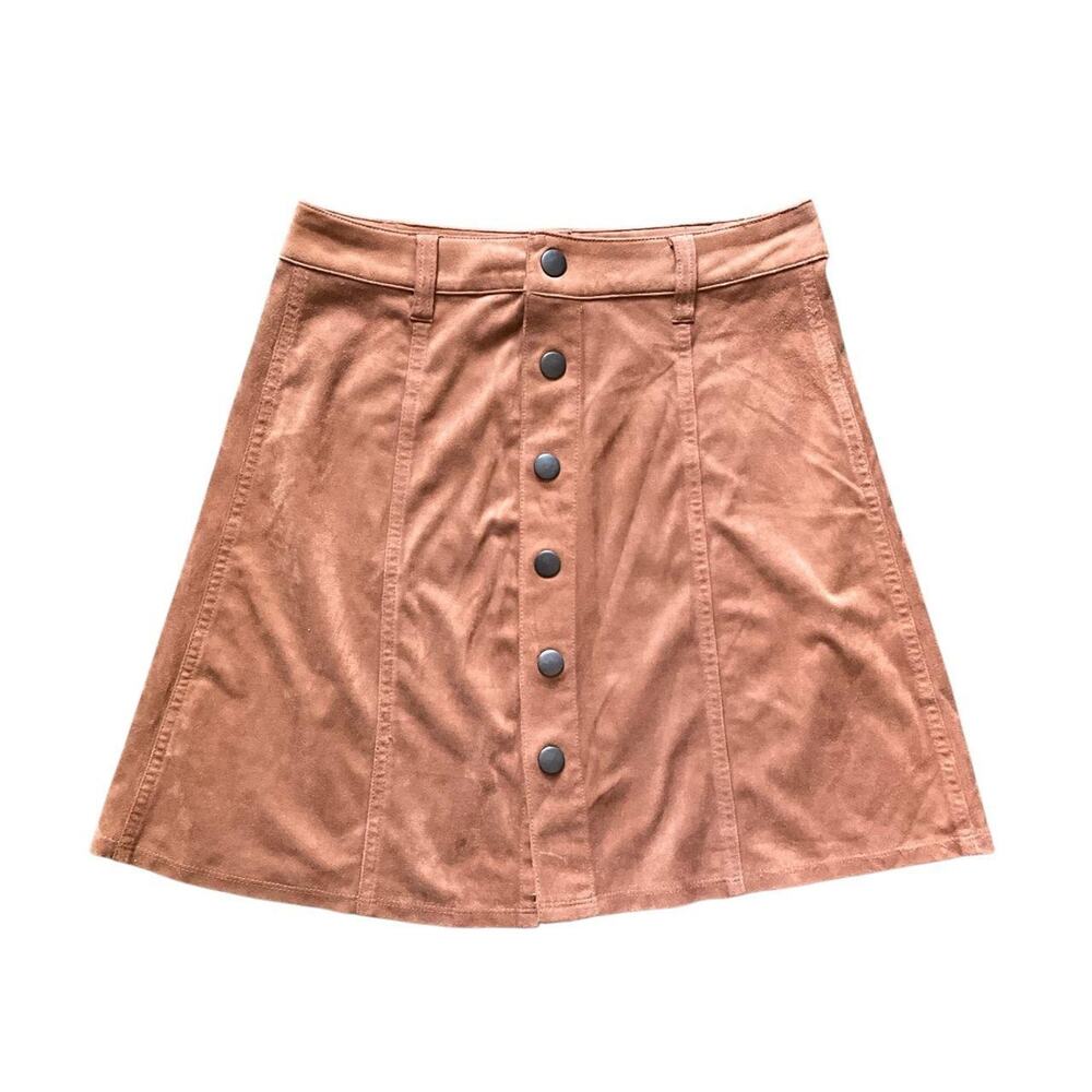 Mossimo Tan Brown Button-Up Mini Skirt: Y2K, Modern